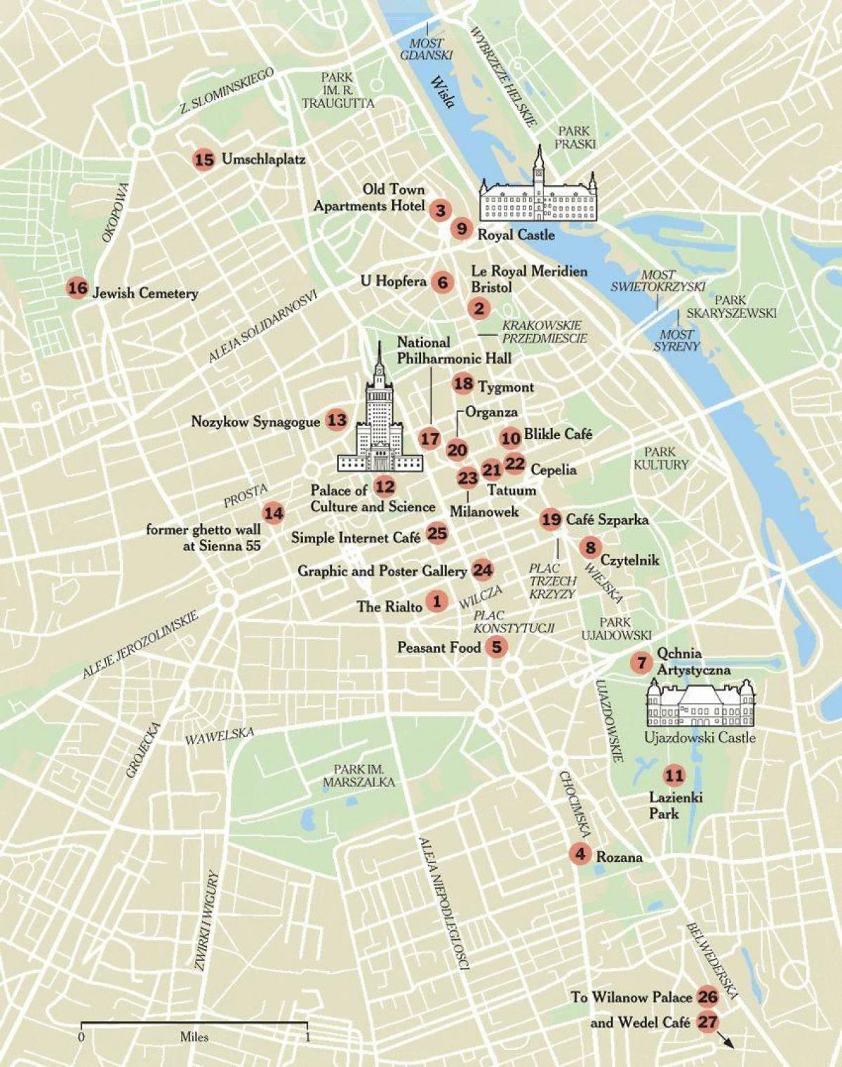 شہر سیاحت سائٹس کا سفر وارسا نقشہ